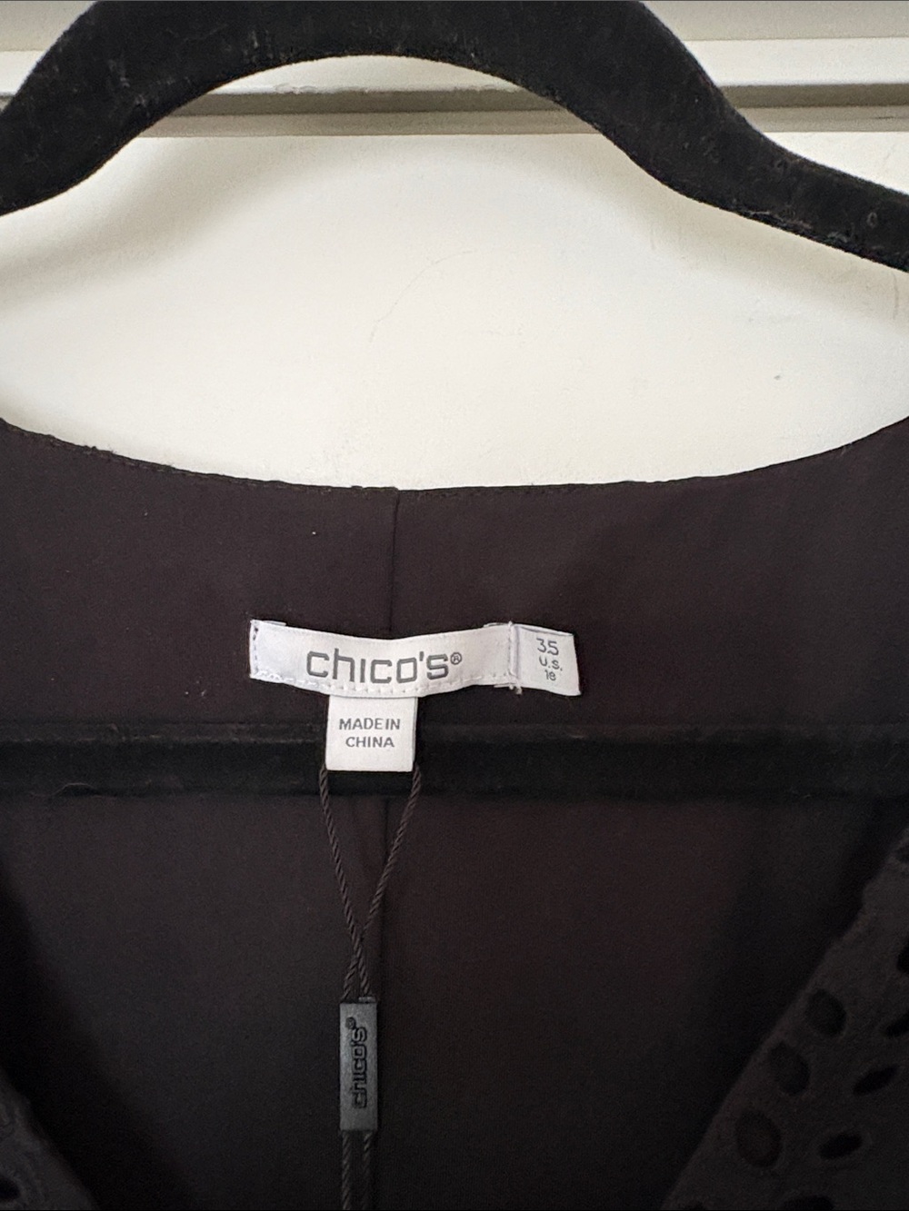Chico's Black Cotton Eyelet Tunic Dress - Picture 2 of 6